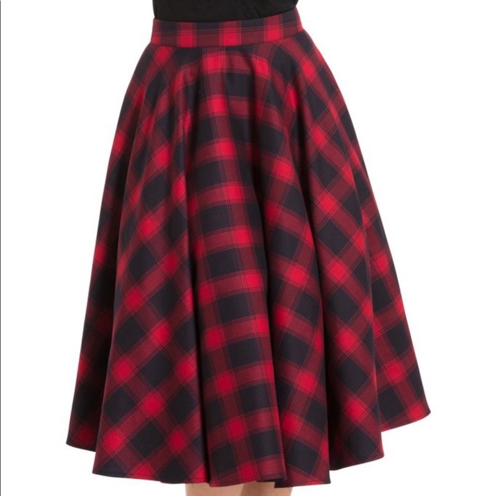 Voodoo Vixen Red and Black Plaid Circle Skirt